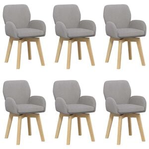 vidaXL Chaises de salle &agrave; manger pivotantes 6 pc Boucl&eacute; Gris clair