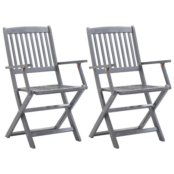 vidaXL Chaises pliables d'ext&eacute;rieur lot de 2 et coussins Bois d'acacia