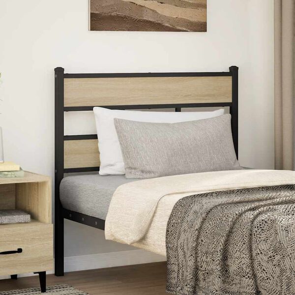 vidaXL T&ecirc;te de lit de remplacement ch&ecirc;ne sonoma 107 cm fer et bois d&rsquo;ing&eacute;nierie