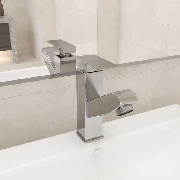 vidaXL Robinet de lavabo r&eacute;tractable de bain Argent&eacute; 157x172 mm