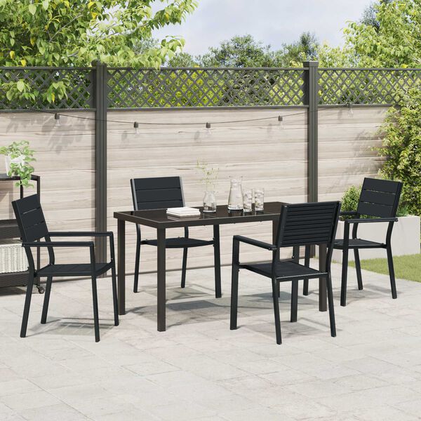 vidaXL Ensemble de salle &agrave; manger pour jardin 5 pcs Noir