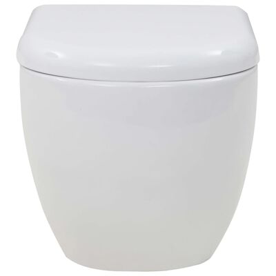 WC suspendu avec réservoir haut encastré à double chasse d'eau en céramique  blanche VidaXL - Habitium®