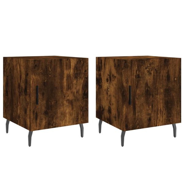 vidaXL Tables de chevet 2 pcs ch&ecirc;ne fum&eacute; 40x40x50 cm bois d'ing&eacute;nierie