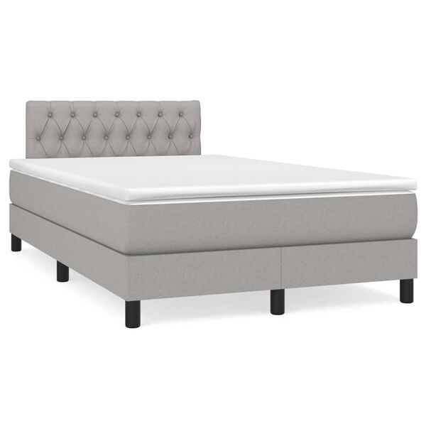 vidaXL Sommier &agrave; lattes de lit matelas LED gris clair 120x190 cm tissu
