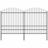 vidaXL Cl&ocirc;ture de jardin avec dessus en forme de lance 337x200 cm noir