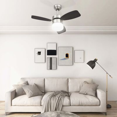 vidaXL Ventilateur de plafond lampe et télécommande 76 cm Marron foncé