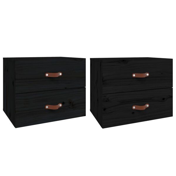 vidaXL Tables de chevet murales 2 pcs Noir 50x36x40 cm