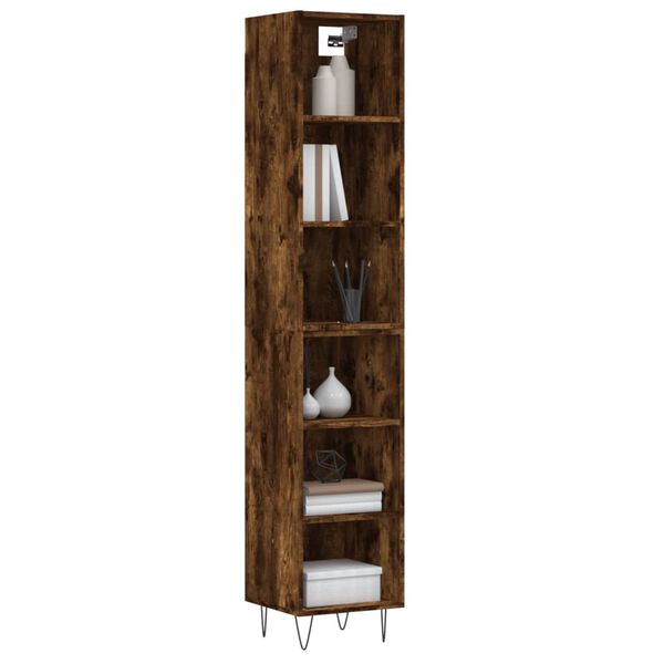 vidaXL Buffet haut Ch&ecirc;ne fum&eacute; 34,5x32,5x180 cm Bois d'ing&eacute;nierie