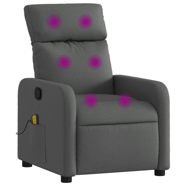 vidaXL Fauteuil de massage inclinable Gris fonc&eacute; Tissu