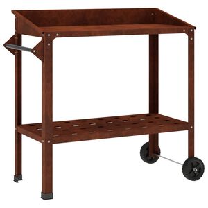 vidaXL Table de rempotage avec roues Rouill&eacute; 96 x 50 x 89 cm