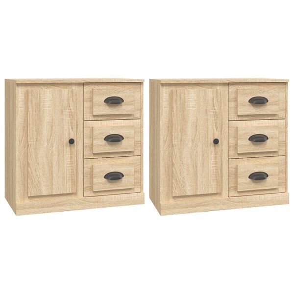 vidaXL Buffets 2 pcs ch&ecirc;ne sonoma bois d'ing&eacute;nierie