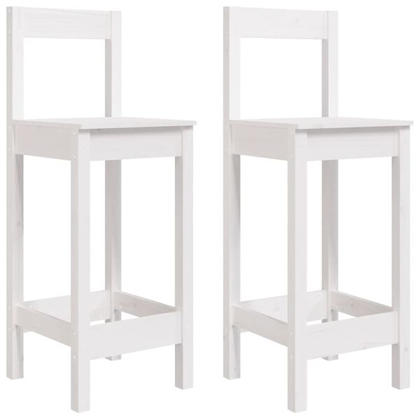 vidaXL Chaises de bar lot de 2 blanc 40x41,5x112 cm bois de pin solide