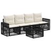 vidaXL Ensemble de canap&eacute; de jardin 5 pc Noir et blanc cr&egrave;me polyrotin