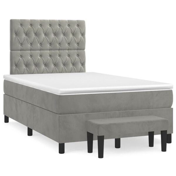 vidaXL Sommier &agrave; lattes de lit et matelas Gris clair 120x200cm Velours