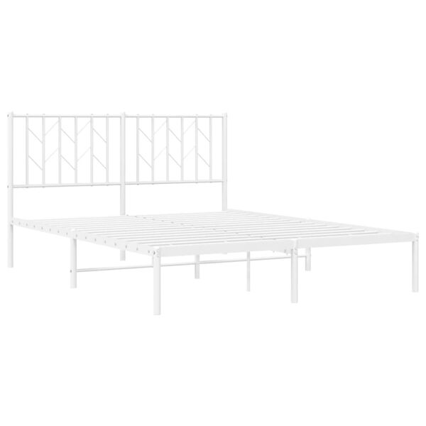 vidaXL Cadre de lit m&eacute;tal sans matelas et t&ecirc;te de lit blanc 140x190 cm