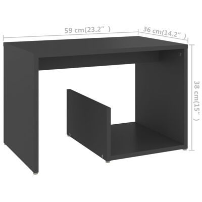 vidaXL Table d'appoint Gris 59x36x38 cm Aggloméré