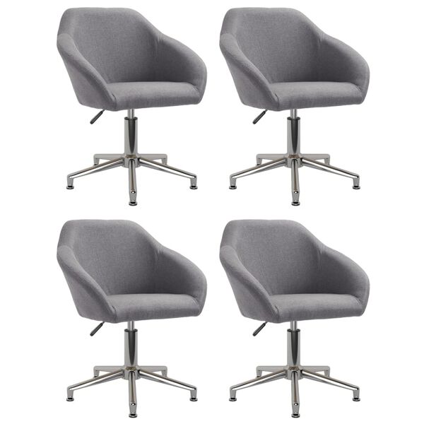 vidaXL Chaises pivotantes à manger lot de 4 gris clair tissu