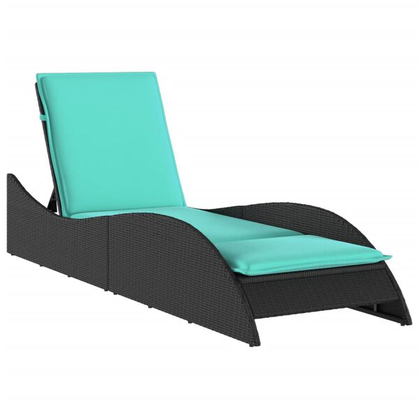 vidaXL Chaise longue avec coussin Noir 60x205x73 cm R&eacute;sine tress&eacute;e
