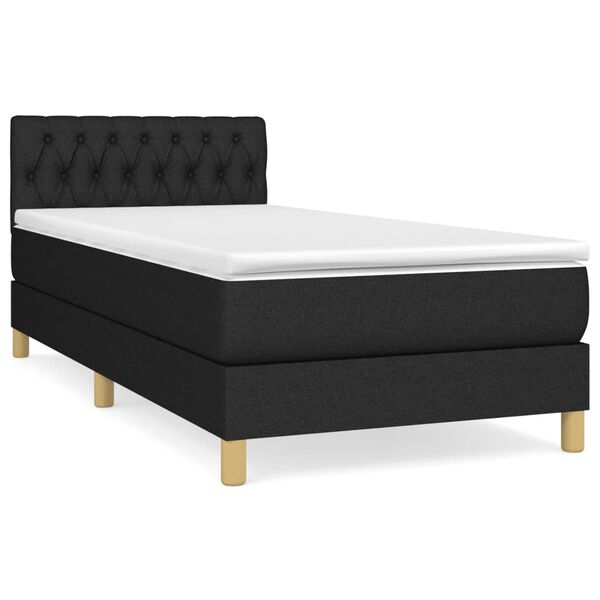 vidaXL Sommier &agrave; lattes de lit avec matelas Noir 90x190 cm Tissu