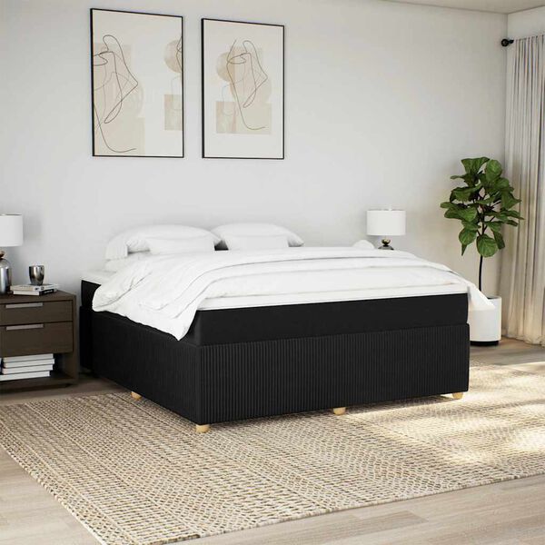 vidaXL Sommier &agrave; lattes de lit avec matelas Noir 180x200 cm Tissu