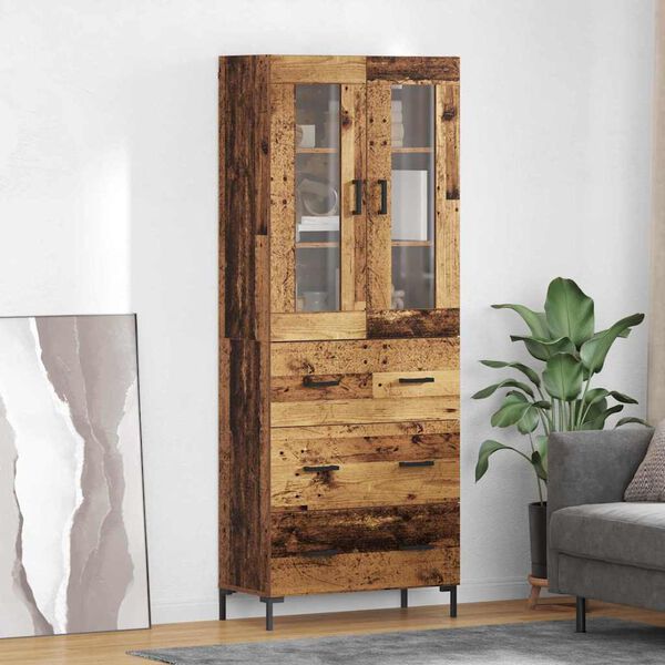 vidaXL Haut Armoire avec tiroir 2 pcs Bois ancien Bois d'ing&eacute;nierie