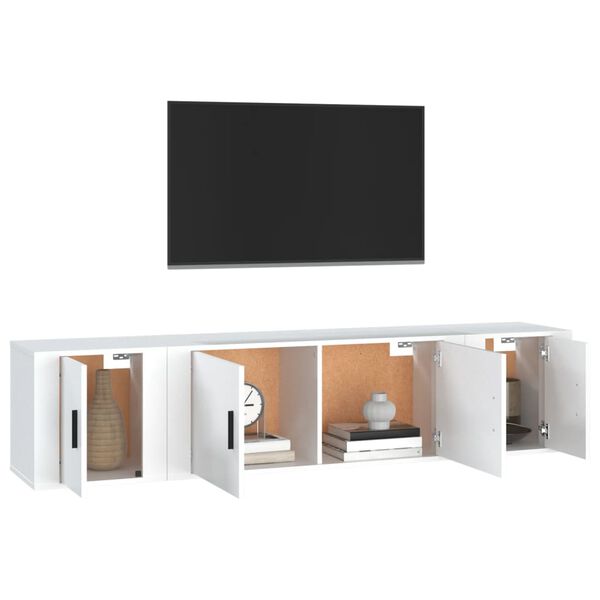 vidaXL Ensemble de meubles TV 3 pcs Blanc Bois d'ingénierie