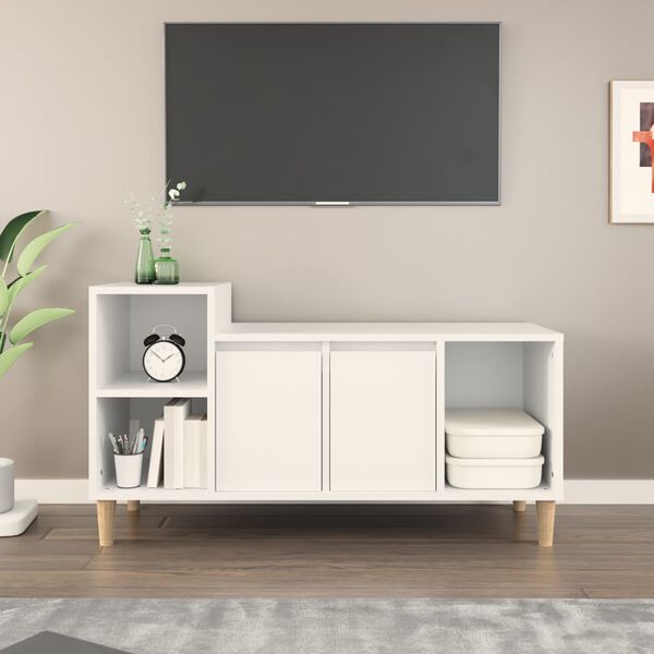vidaXL Meuble TV Blanc 100x35x55 cm Bois d'ing&eacute;nierie