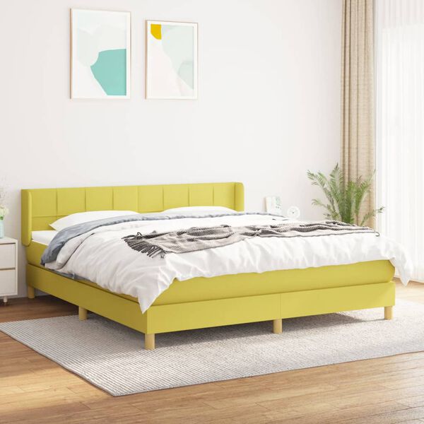 vidaXL Sommier &agrave; lattes de lit avec matelas Vert 160x200 cm Tissu