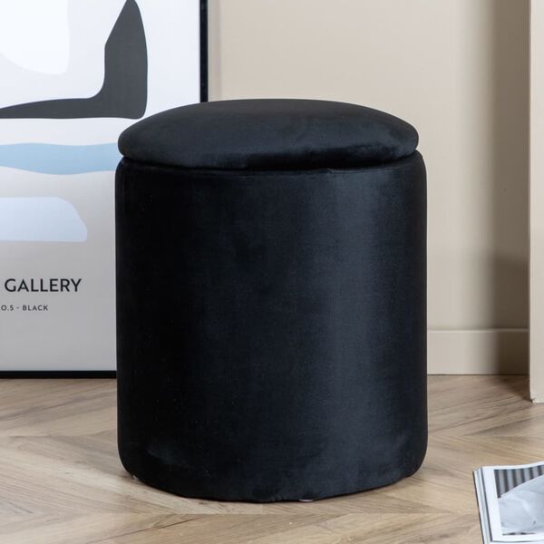 Venture Home Pouf Limpen 32x32x40 cm Velours Noir