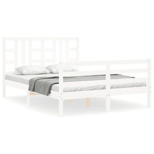 vidaXL Cadre de lit sans matelas blanc bois de pin massif