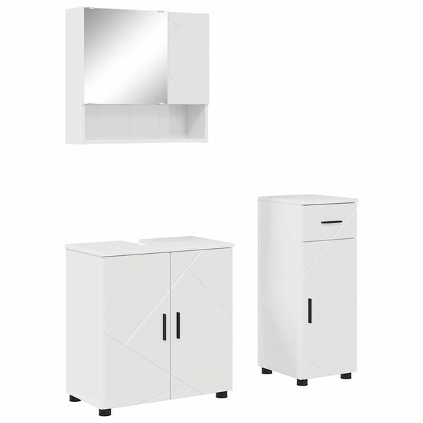 vidaXL Ensemble de mobilier de salle de bain 3 pcs Blanc brillant