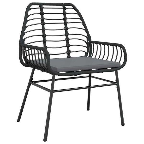 vidaXL Ensemble &agrave; manger de jardin et coussins 3 pcs noir rotin verre