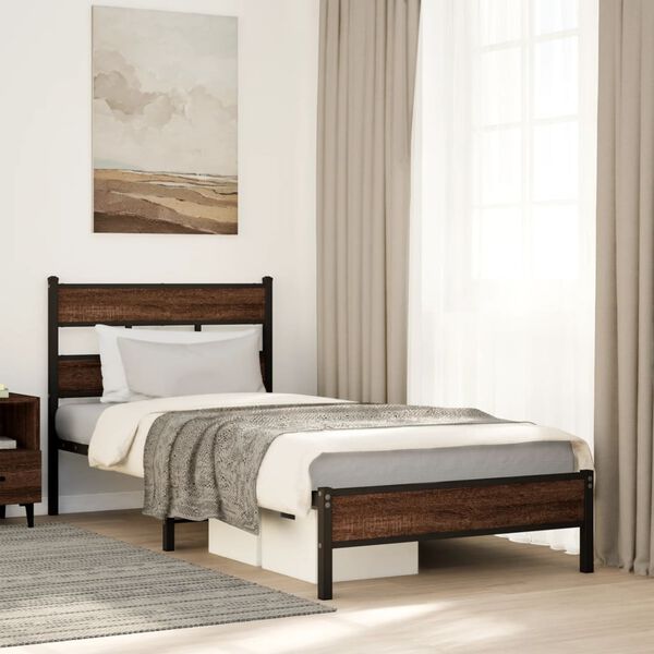 vidaXL Cadre de lit sans matelas ch&ecirc;ne marron 90x200cm bois ing&eacute;nierie