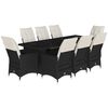 vidaXL Ensemble de bistro de jardin 9 pcs coussins noir poly rotin