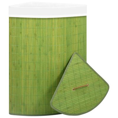 vidaXL Panier à linge d'angle Bambou Vert 60 L