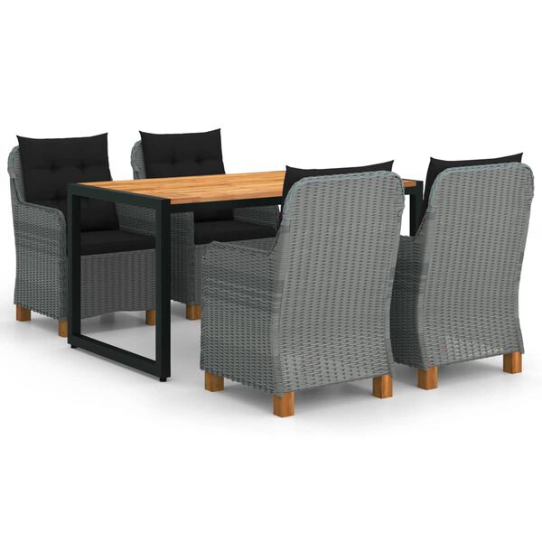 vidaXL Ensemble &agrave; manger de jardin 5 pcs gris clair