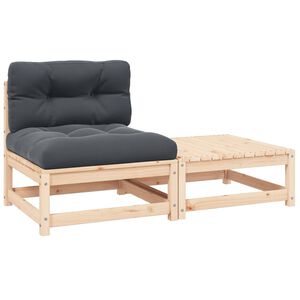 vidaXL Salon de jardin 2 pcs avec coussins Bois de pin massif