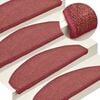 vidaXL Tapis d'escalier 15 pi&egrave;ces 65 x 24 x 4 cm Bordeaux Demi-rond Grand