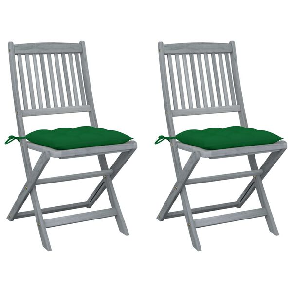vidaXL Chaises pliables d'ext&eacute;rieur lot de 2 et coussins Bois d'acacia