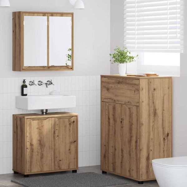 vidaXL Ensemble de mobilier de salle de bain 3 pcs Ch&ecirc;ne artisanal