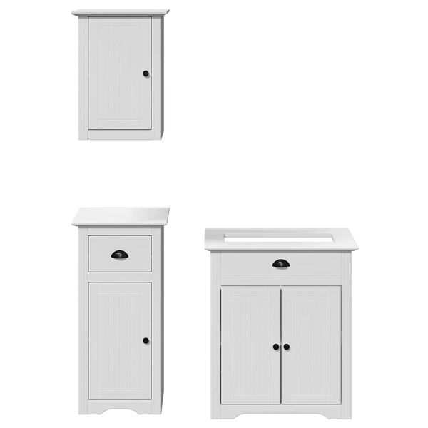 vidaXL Meubles de salle de bain 3 pcs BODO blanc bois de pin massif
