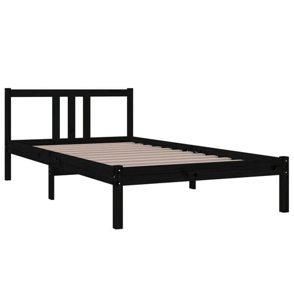vidaXL Cadre de lit sans matelas noir bois massif 100x200 cm