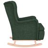 vidaXL Fauteuil avec pieds &agrave; bascule en bois d'h&eacute;v&eacute;a Vert fonc&eacute; Tissu