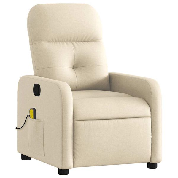 vidaXL Fauteuil de massage inclinable Cr&egrave;me Tissu