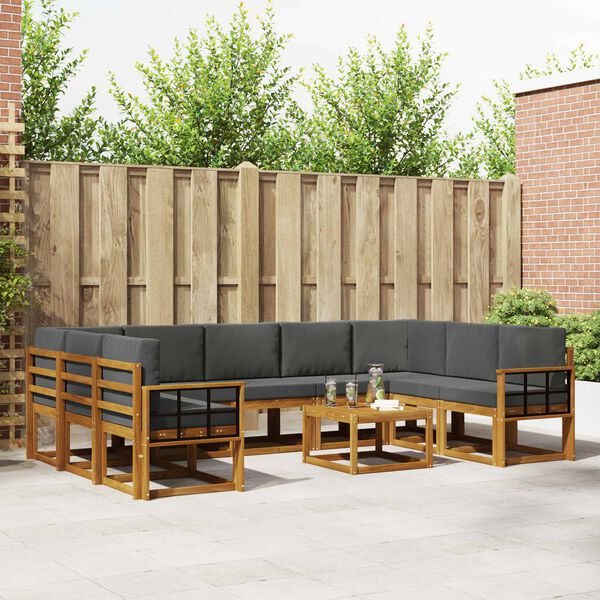 vidaXL Ensemble de canap&eacute;s d'ext&eacute;rieur 10 pcs Naturel et Anthracite