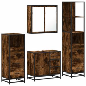 vidaXL Ensemble meubles salle de bain 4 pcs ch&ecirc;ne fum&eacute; bois ing&eacute;nierie