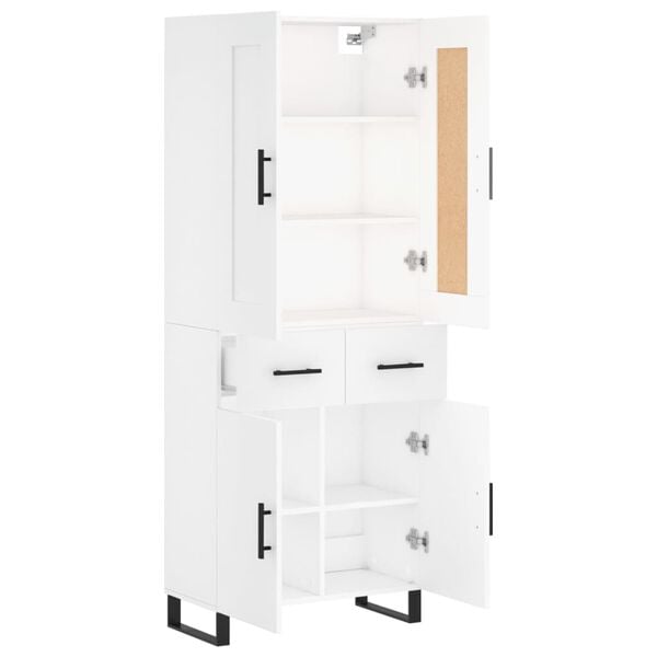 vidaXL Buffet haut Blanc 69,5x34x180 cm Bois d'ing&eacute;nierie