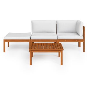 vidaXL Salon de jardin 4 pi&egrave;ces avec coussins Cr&egrave;me 63 x 63 cm