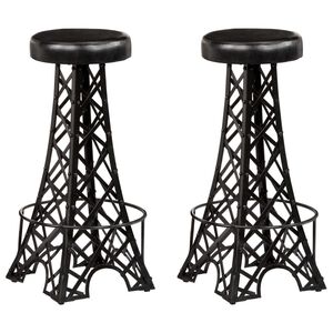 vidaXL Tabourets de bar lot de 2 cuir véritable