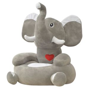 vidaXL Chaise en peluche pour enfants &Eacute;l&eacute;phant gris